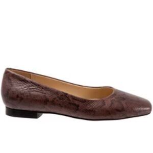 Trotters Leather Brown Snakeskin Flats Sz 8.5